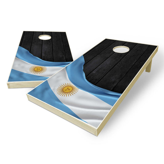 Argentina Flag Cornhole Set - Black Wood
