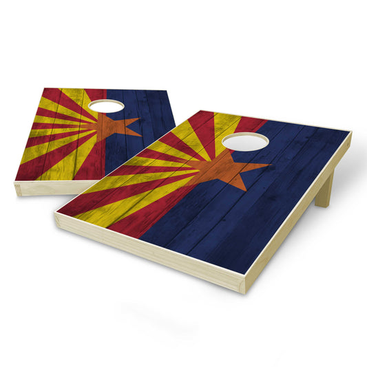 Arizona State Flag Tailgate Cornhole Set - Distressed Wood