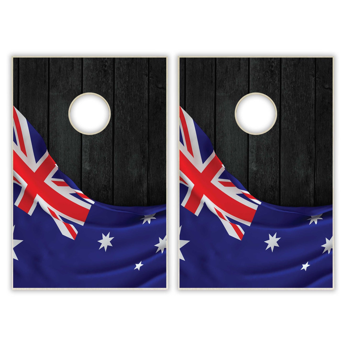 Australia Flag Tailgate Cornhole Set - Black Wood