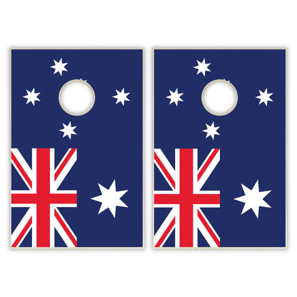 Australia Flag Tailgate Cornhole Set - Distressed Wood