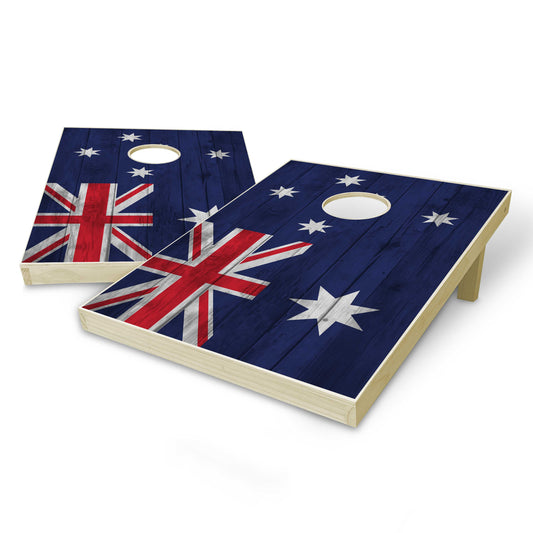 Australia Flag Tailgate Cornhole Set - Distressed Wood