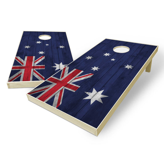 Australia Flag Cornhole Set - Distressed Wood