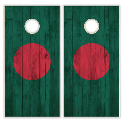 Bangladesh Flag Cornhole Set - Distressed Wood