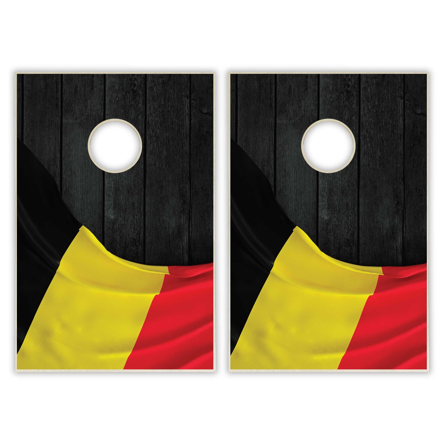 Belgium Flag Tailgate Cornhole Set - Black Wood