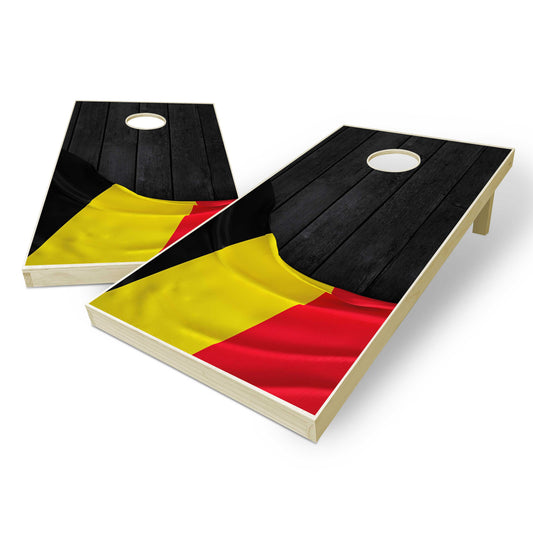 Belgium Flag Cornhole Set - Black Wood