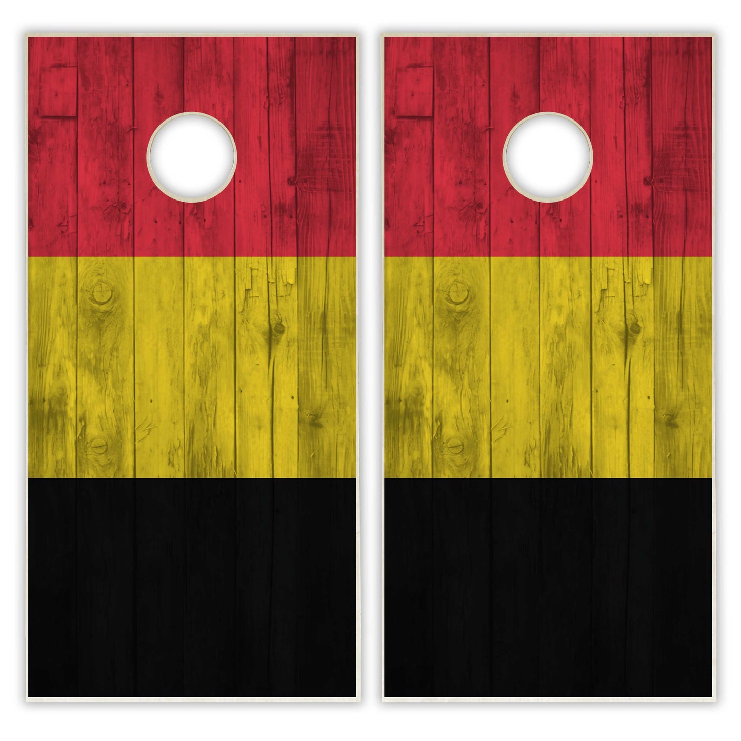 Belgium Flag Cornhole Set - Distressed Wood