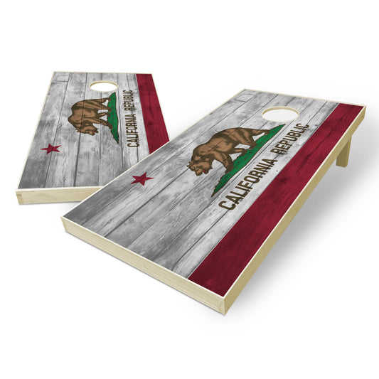California State Flag Cornhole Set - Distressed Wood