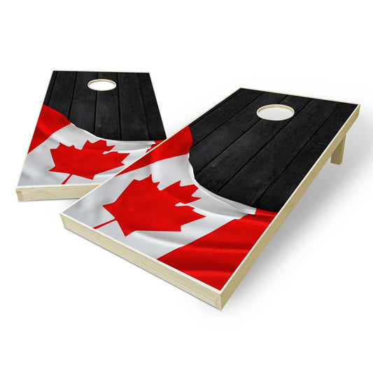 Canada Flag Cornhole Set - Black Wood