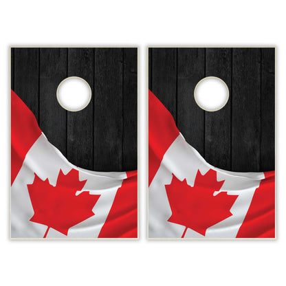 Canada Flag Tailgate Cornhole Set - Black Wood