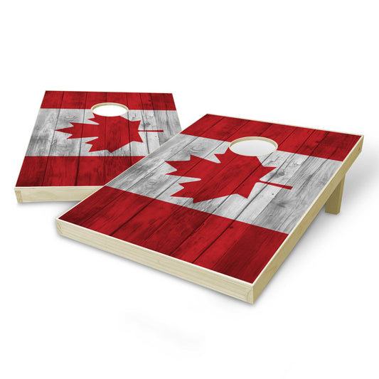 Canada Flag Tailgate Cornhole Set - Distressed Wood