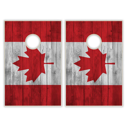 Canada Flag Tailgate Cornhole Set - Distressed Wood