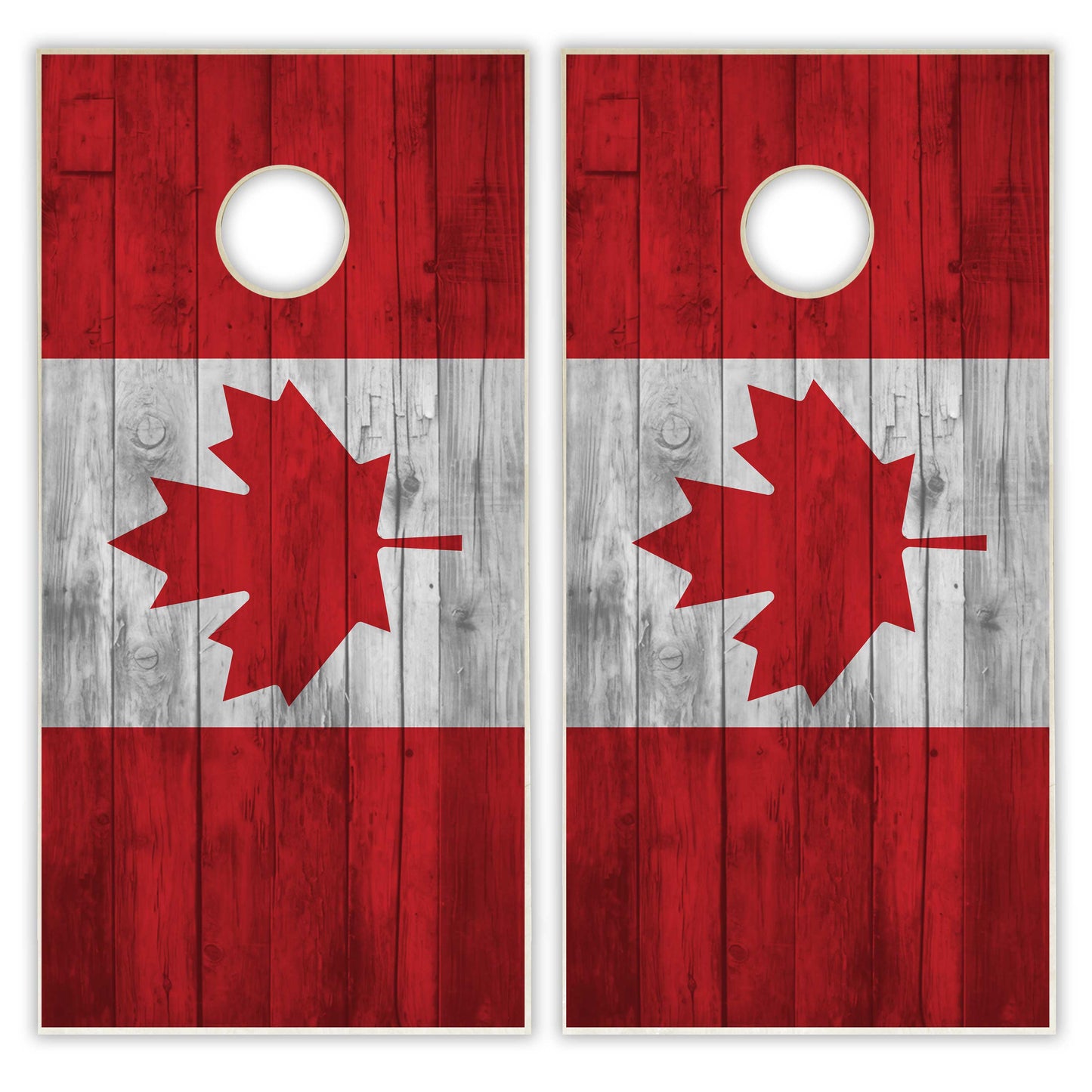 Canada Flag Cornhole Set - Distressed Wood
