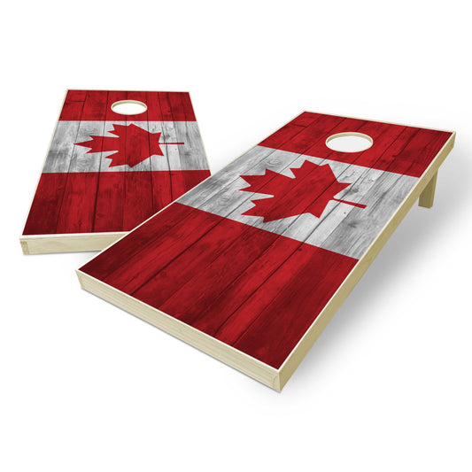 Canada Flag Cornhole Set - Distressed Wood