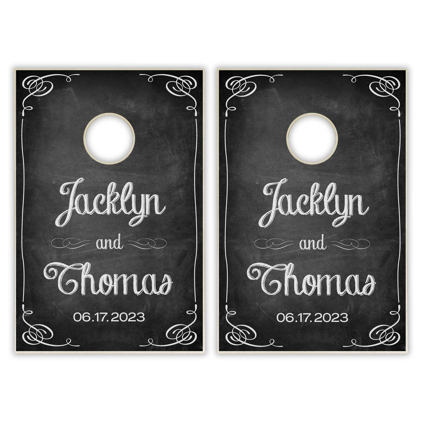 Customized Chalkboard Wedding Tailgate Cornhole Set