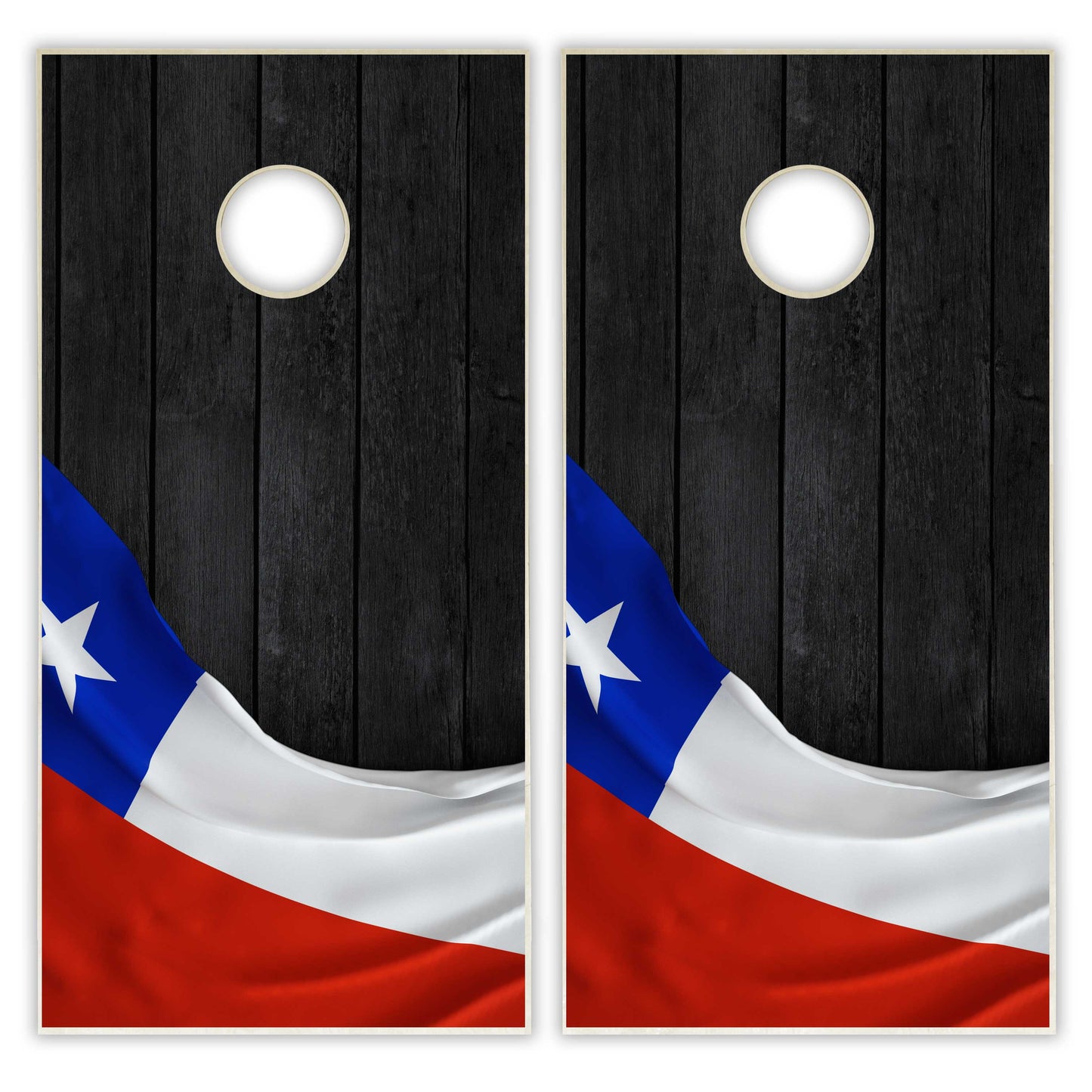 Chile Flag Cornhole Set - Black Wood