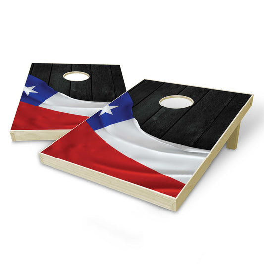 Chile Flag Tailgate Cornhole Set - Black Wood