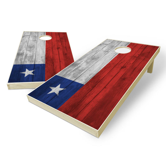 Chile Flag Cornhole Set - Distressed Wood