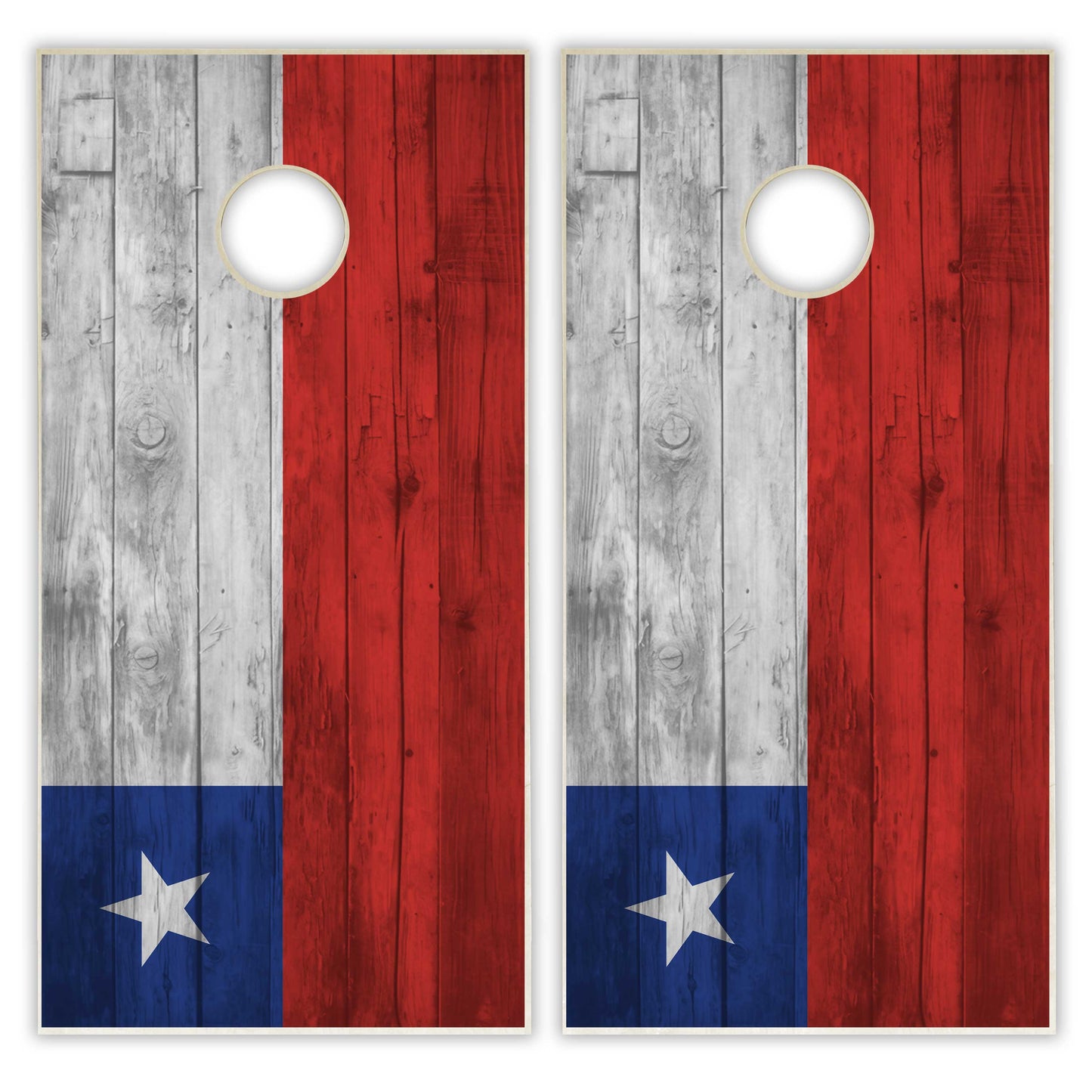 Chile Flag Cornhole Set - Distressed Wood