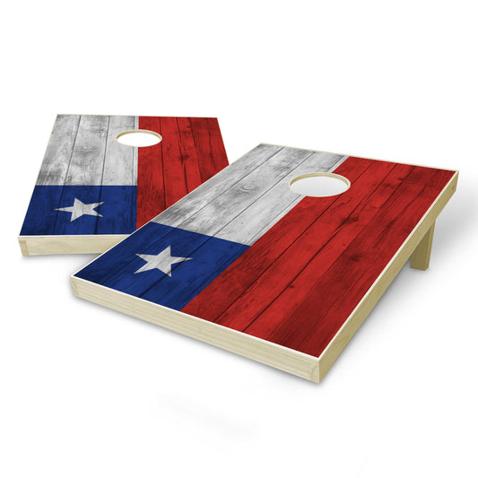 Chile Flag Tailgate Cornhole Set - Distressed Wood