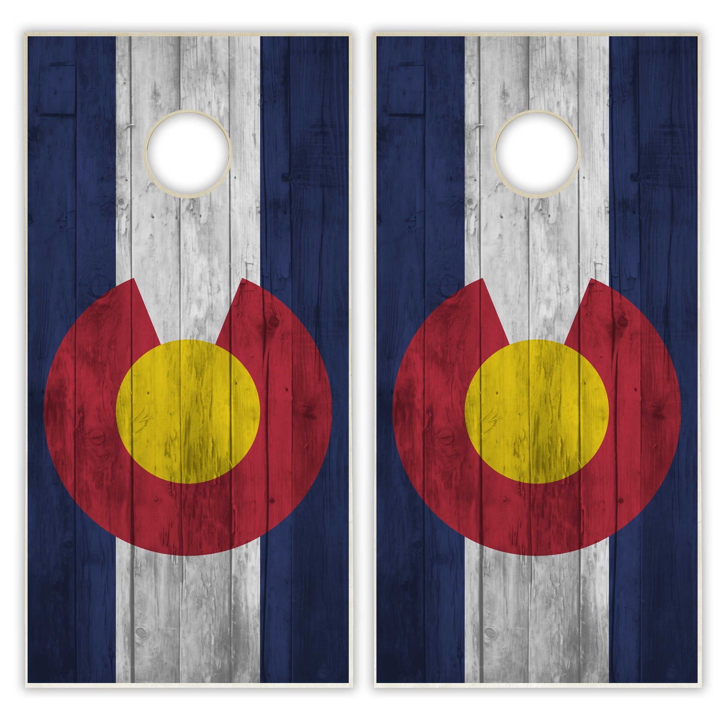 Colorado State Flag Cornhole Set - Distressed Wood