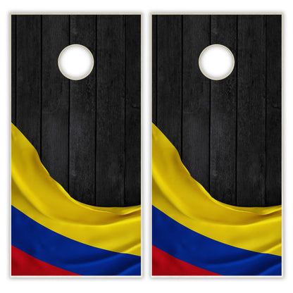 Colombia Flag Cornhole Set - Black Wood