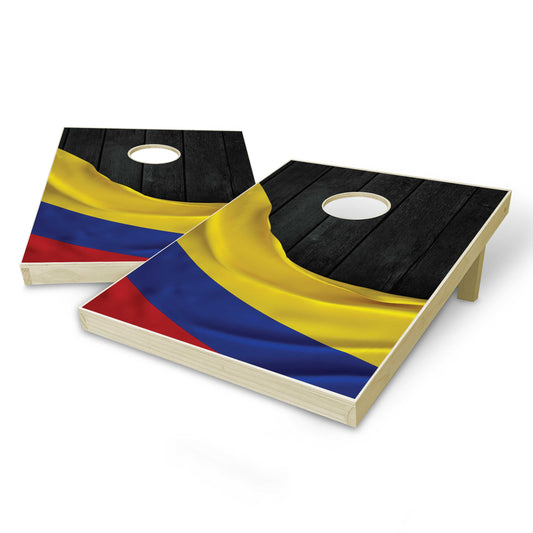 Colombia Flag Tailgate Cornhole Set - Black Wood