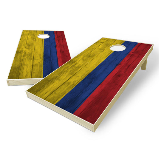 Colombia Flag Cornhole Set - Distressed Wood