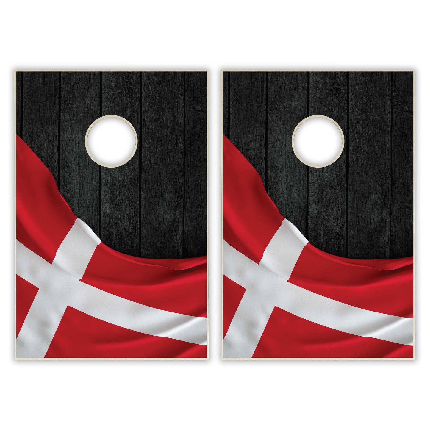 Denmark Flag Tailgate Cornhole Set - Black Wood