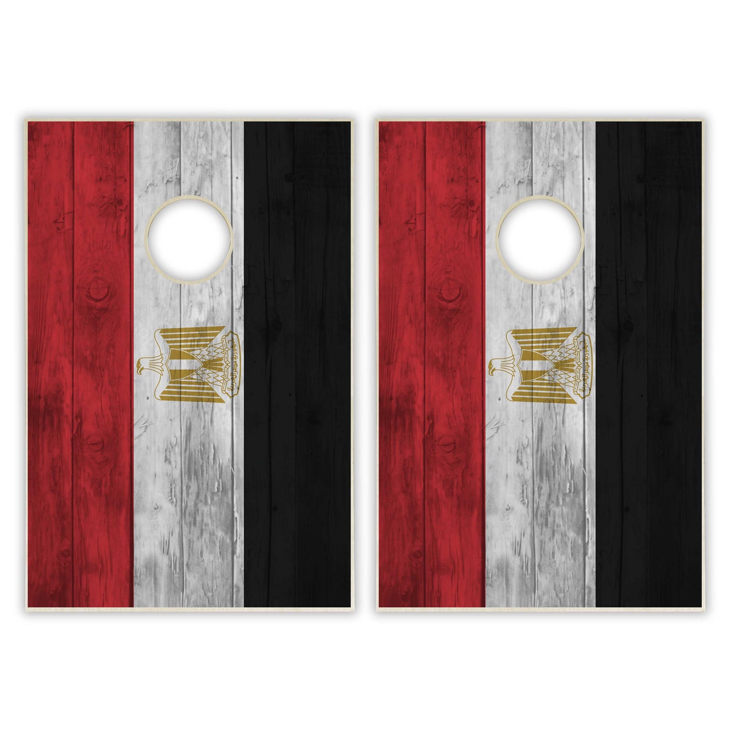 Egypt Flag Tailgate Cornhole Set - Distressed Wood