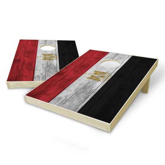 Egypt Flag Tailgate Cornhole Set - Distressed Wood