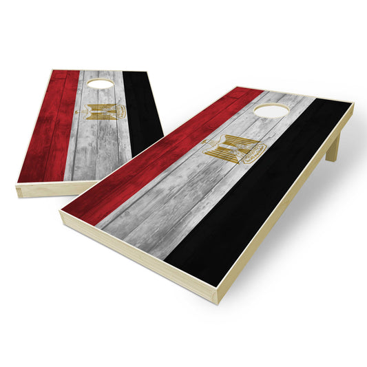 Egypt Flag Cornhole Set - Distressed Wood