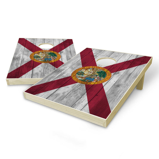 Florida State Flag Tailgate Cornhole Set - Distressed Wood