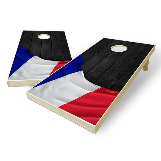 France Flag Cornhole Set - Black Wood