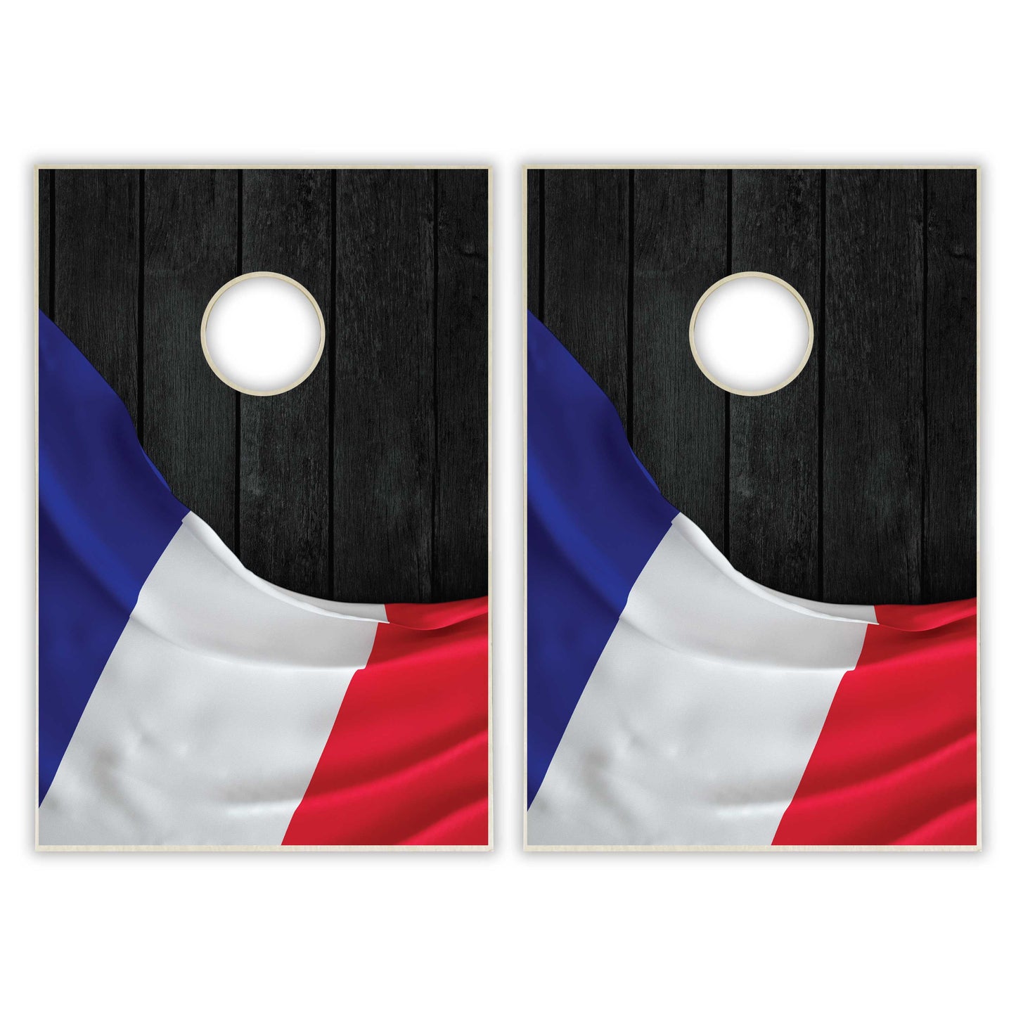France Flag Tailgate Cornhole Set - Black Wood