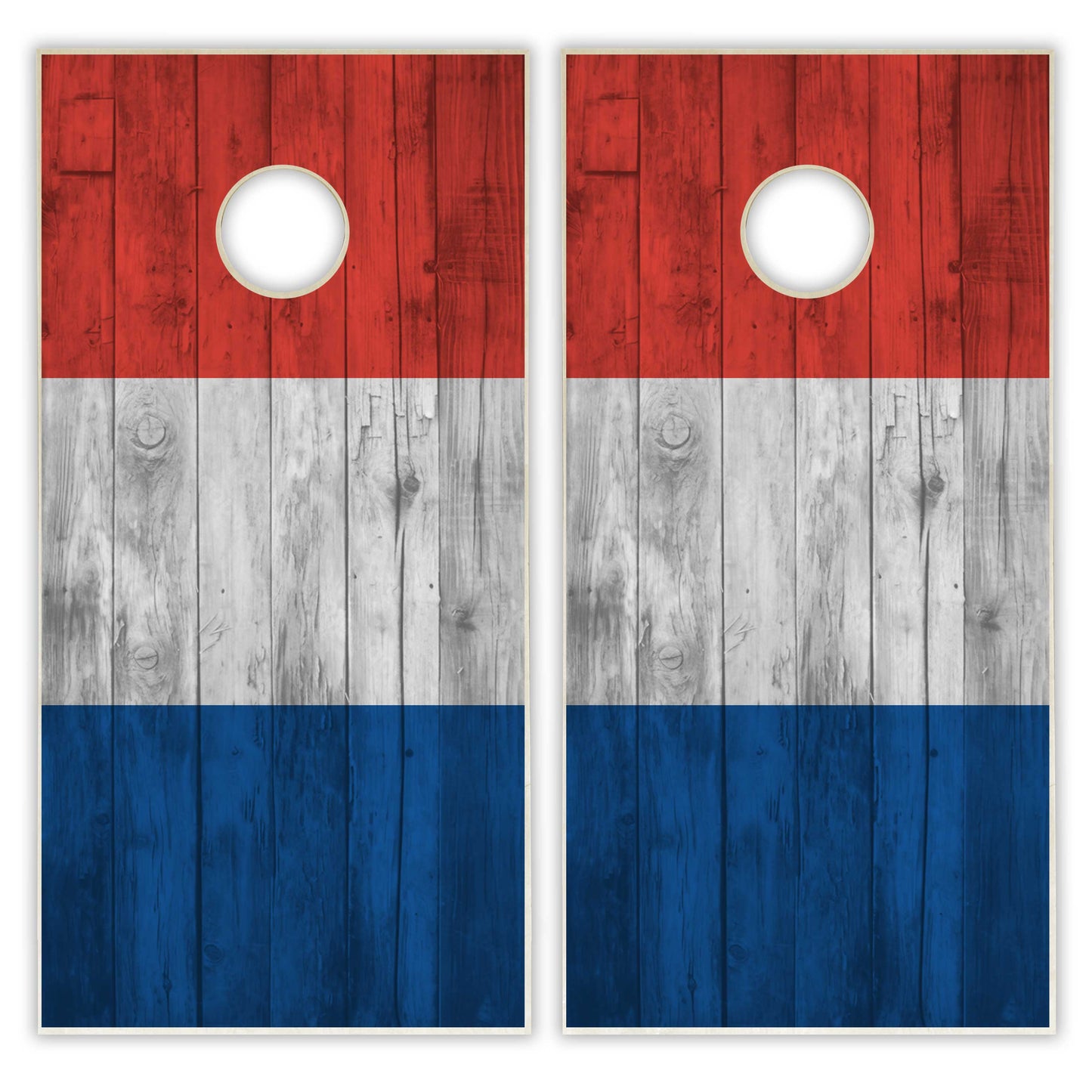 France Flag Cornhole Set - Distressed Wood