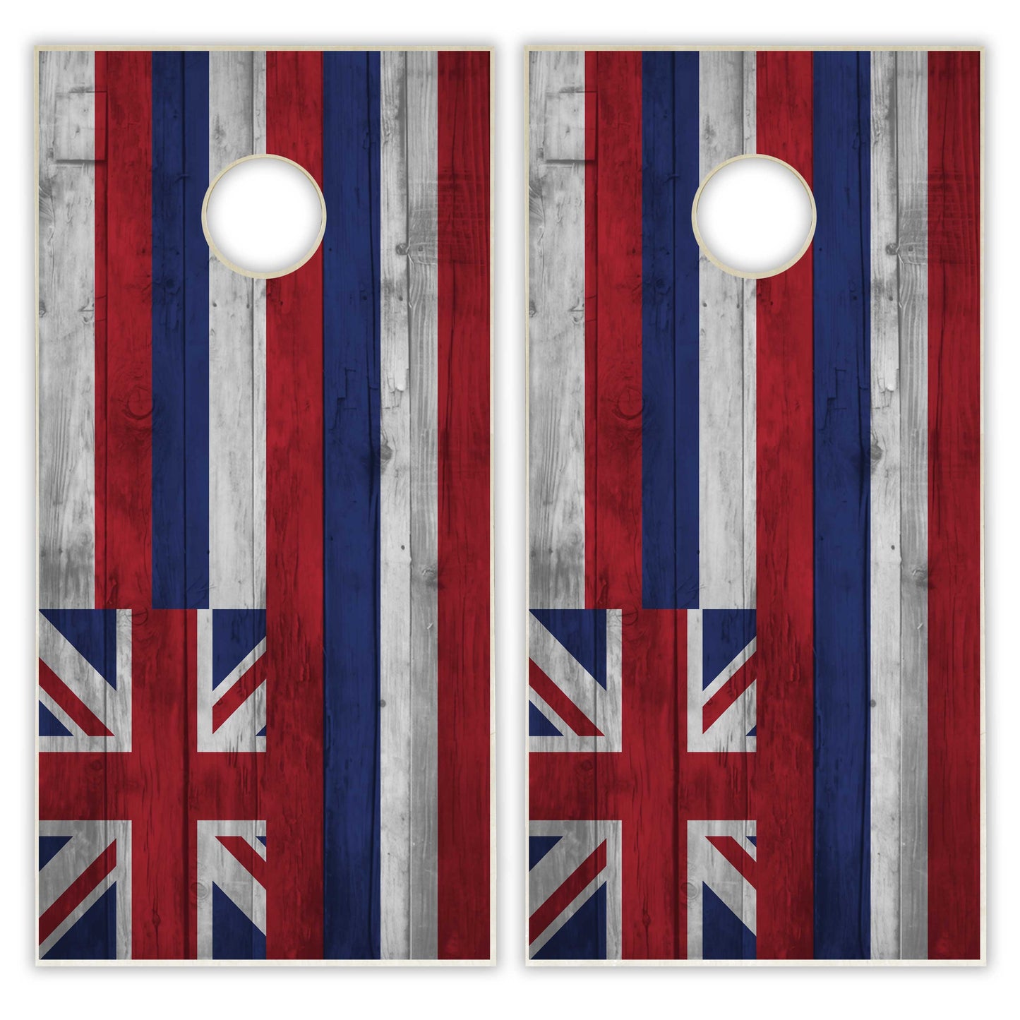 Hawaii State Flag Cornhole Set - Distressed Wood