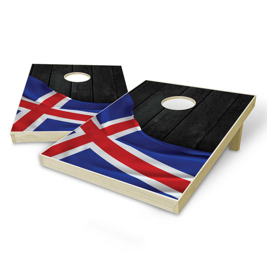Iceland Flag Tailgate Cornhole Set - Black Wood
