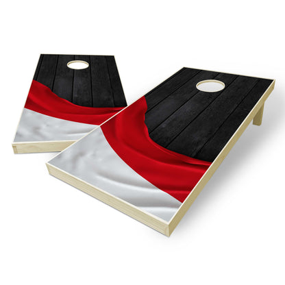 Indonesia Flag Cornhole Set - Black Wood