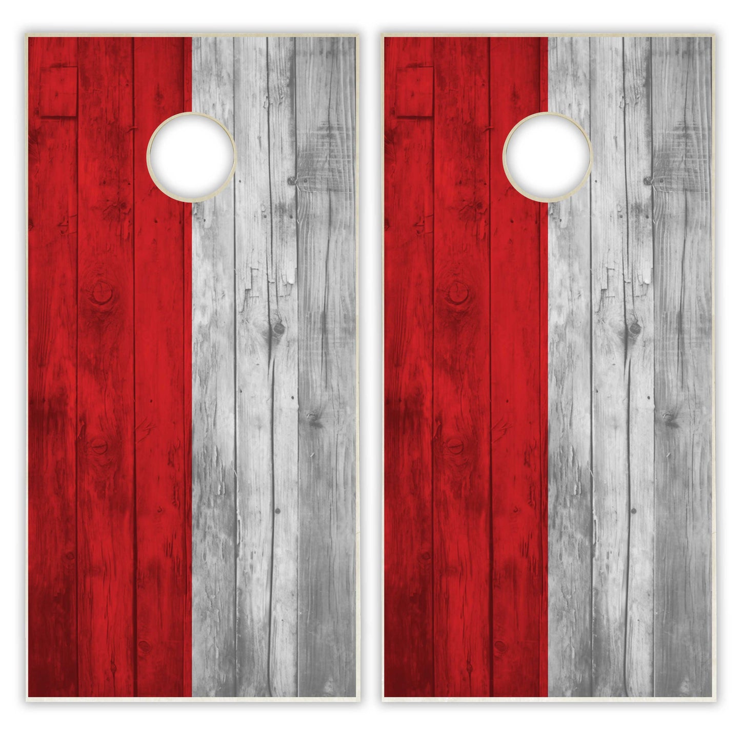 Indonesia Flag Cornhole Set - Distressed Wood
