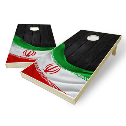 Iran Flag Cornhole Set - Black Wood