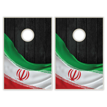 Iran Flag Tailgate Cornhole Set - Black Wood