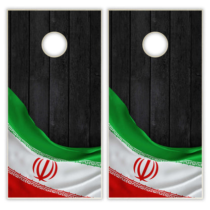 Iran Flag Cornhole Set - Black Wood