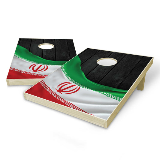 Iran Flag Tailgate Cornhole Set - Black Wood