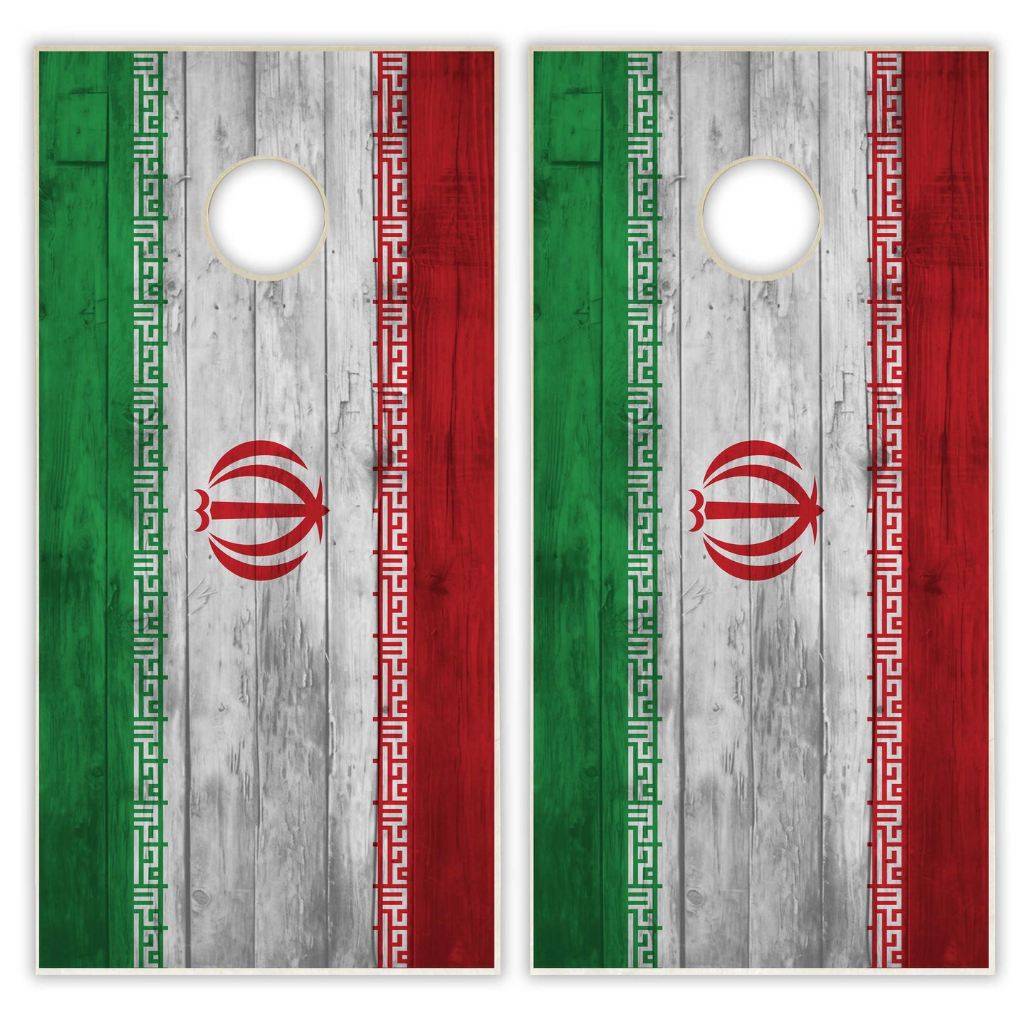 Iran Flag Cornhole Set - Distressed Wood