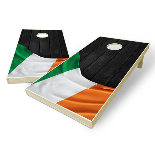 Ireland Flag Cornhole Set - Black Wood