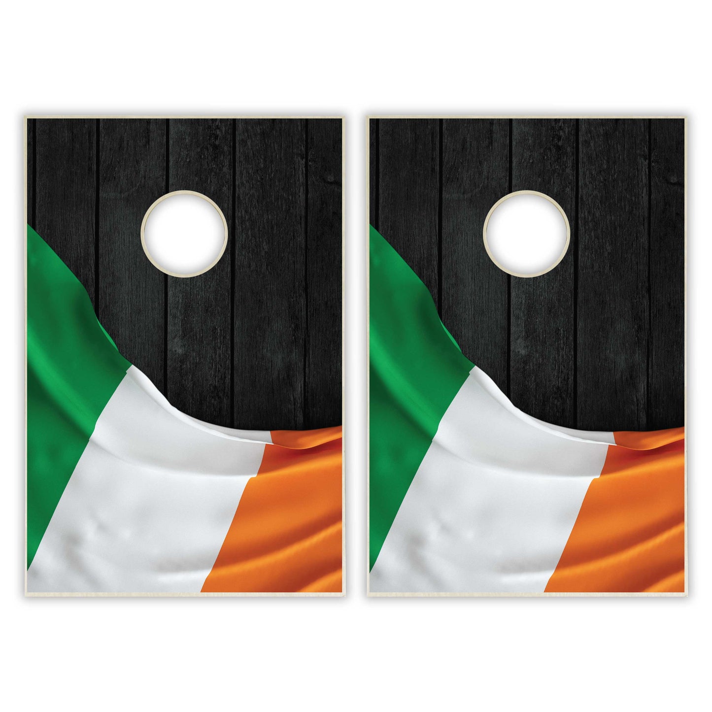 Ireland Flag Tailgate Cornhole Set - Black Wood