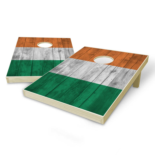 Ireland Flag Tailgate Cornhole Set - Distressed Wood