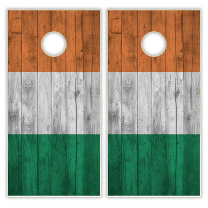 Ireland Flag Cornhole Set - Distressed Wood