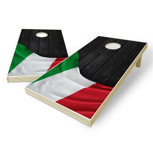 Italy Flag Cornhole Set - Black Wood