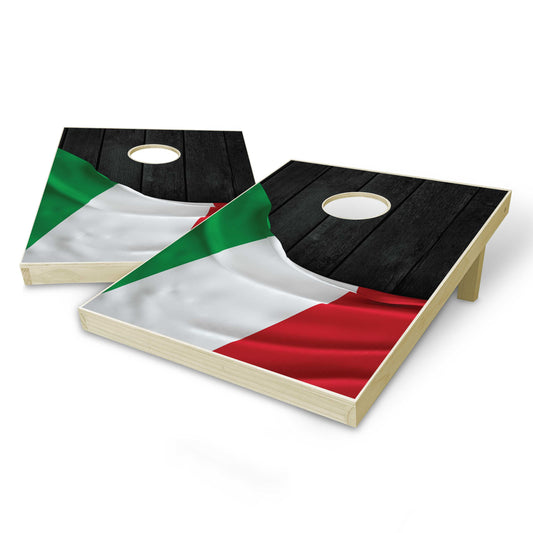 Italy Flag Tailgate Cornhole Set - Black Wood